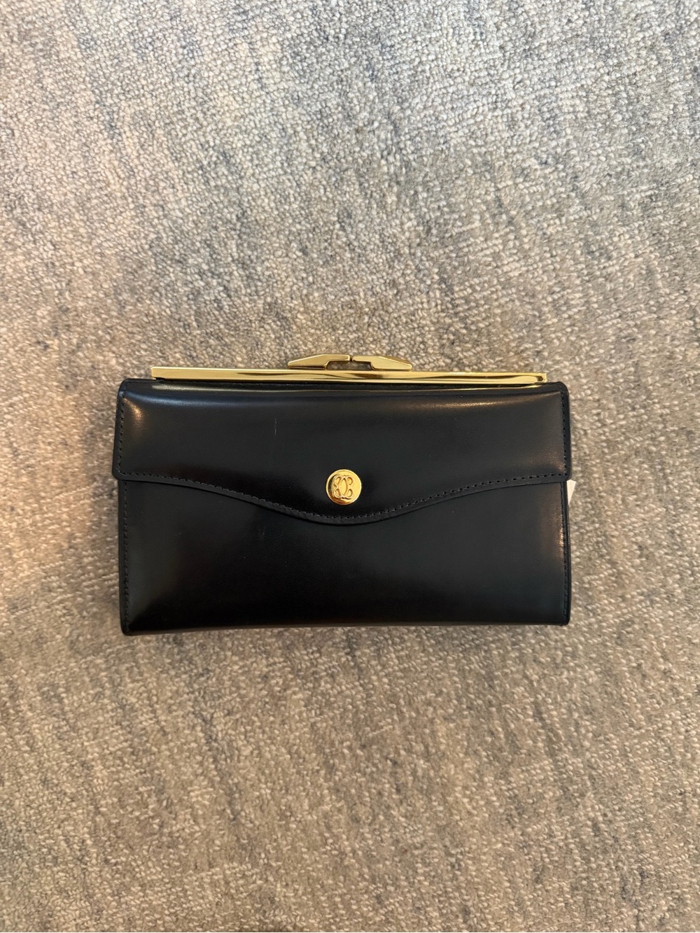 Bosca Black Leather Wallet with Gold-Tone Hardware